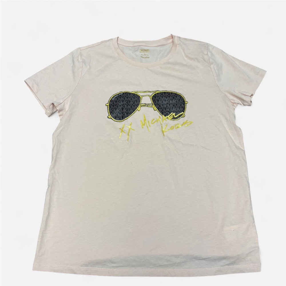 Michael Kors Cream T-Shirt with Sunglasses Graphic
